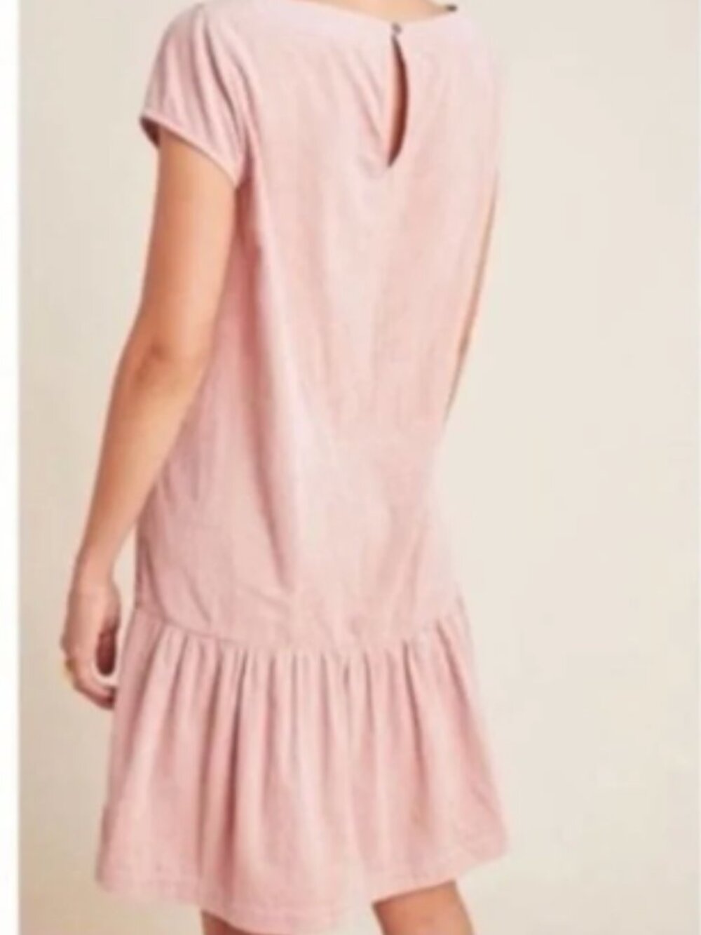 Anthropologie Maeve Pink Corduroy‎ Tessa Flounced Dress Size 2 - Picture 2 of 5